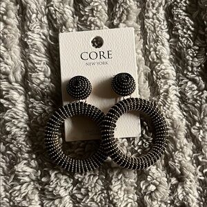 Black and Silver Hoop Earrings